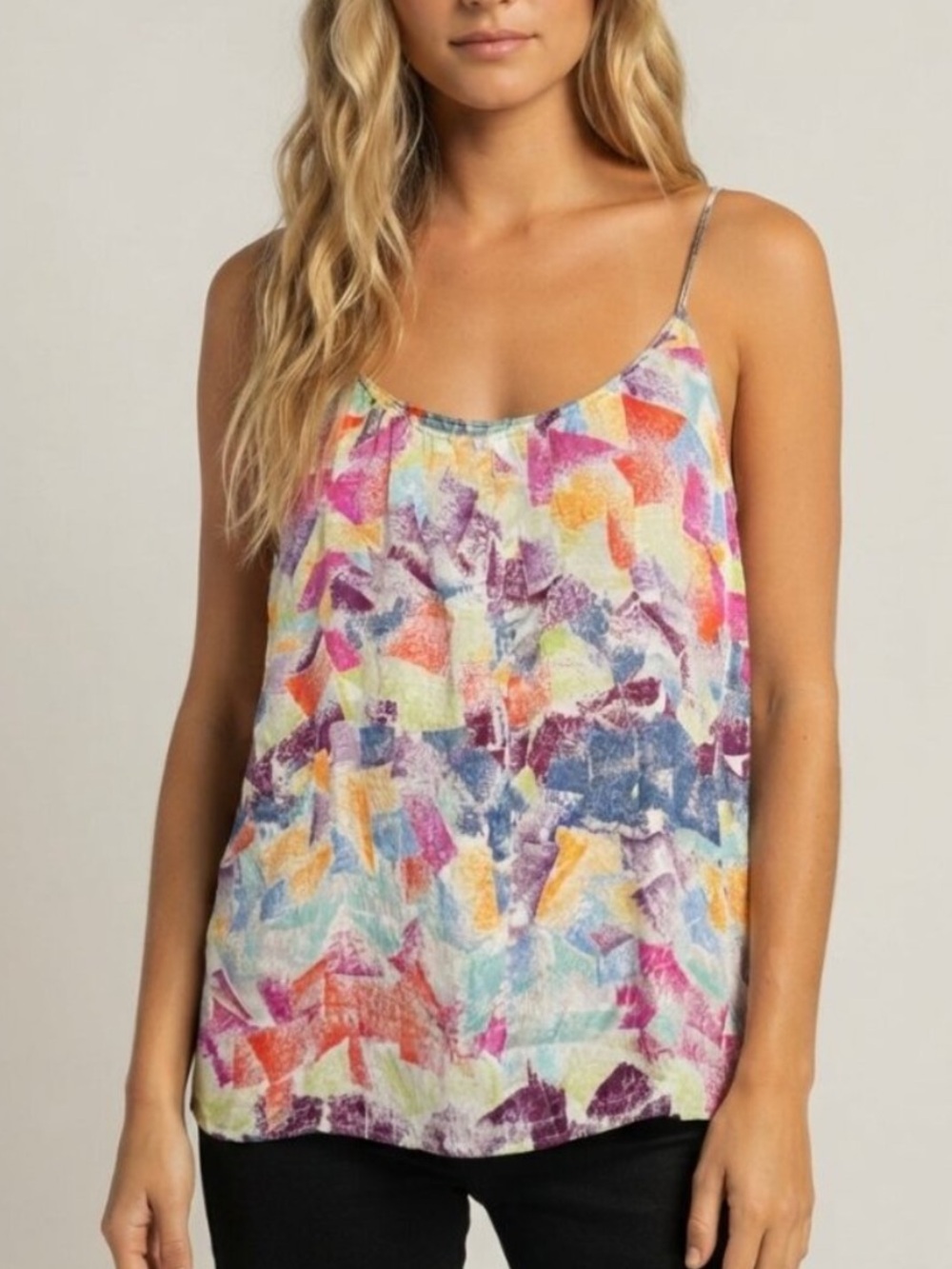 Tucker Multicolor Abstract Print Silk Camisole Top Size Small 39905